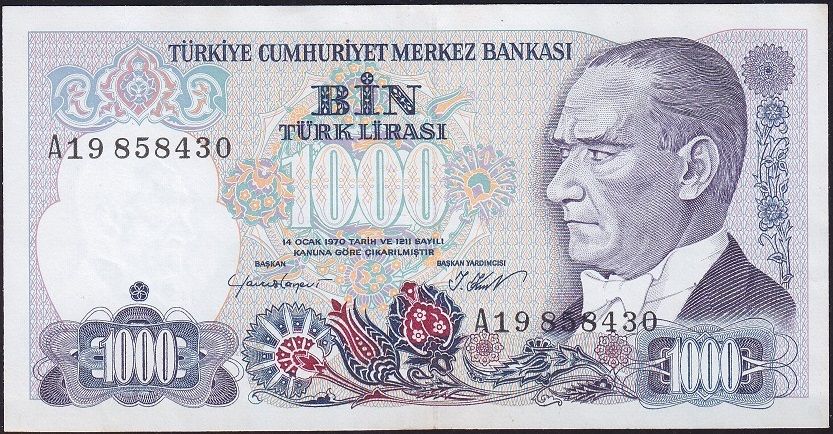 7.Emisyon 1.Tertip 1000 Lira A19 858430 Çilaltı