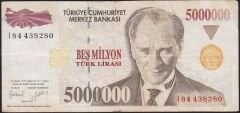 7.Emisyon 5 000 000 Lira I84 438280 Çok Temiz+
