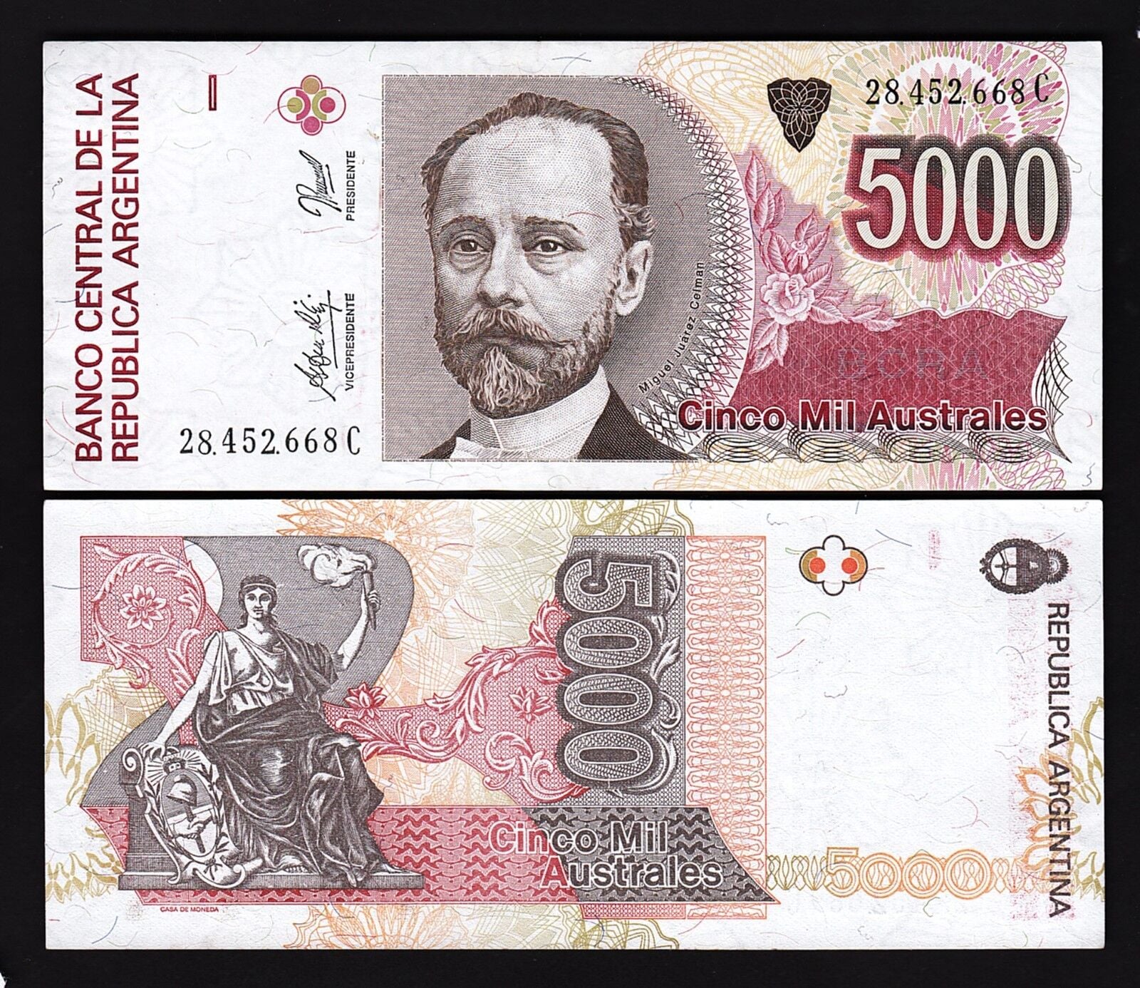 Arjantin 5000 Australes 1989 Çil Pick 330e