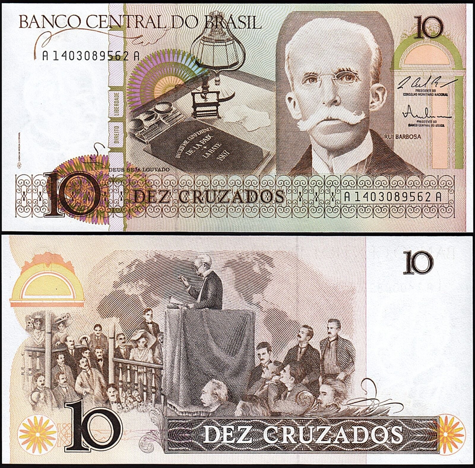 Brezilya 10 Cruzados 1989 Çil Pick 209b