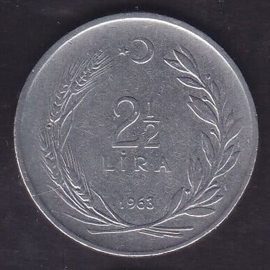 1963 Yılı 2.5 Lira Düz