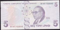9.Emisyon 2.Tertip 5 Lira B147 722043 Çilaltı