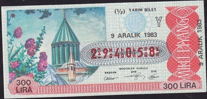 1983 9 Aralık Yarım Bilet - Y Serisi