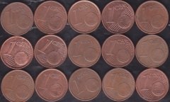 Avrupa Birliği 1 Euro Cent 15 Adet Farklı
