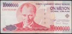 7.EMİSYON 10 000 000 LİRA E59 753649 ÇOK TEMİZ
