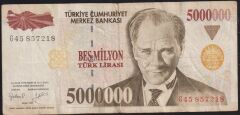 7.Emisyon 5 000 000 Lira G45 857218 Çok Temiz