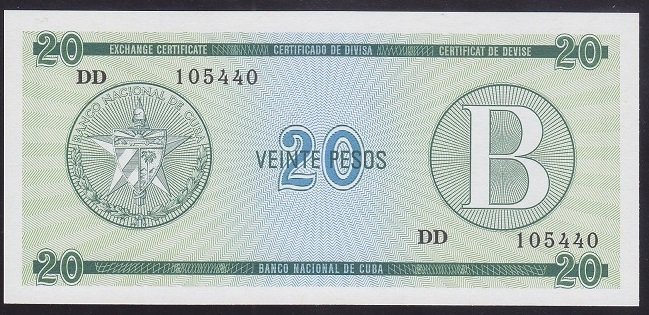 Küba 20 Pesos 1985 Çil Pick fx9