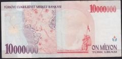 7.Emisyon 10 000 000 Lira C73 104072 Çok Temiz+