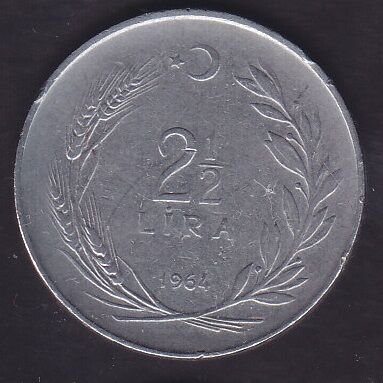 1964 Yılı 2.5 Lira Düz