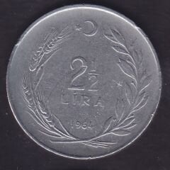 1964 Yılı 2.5 Lira Düz