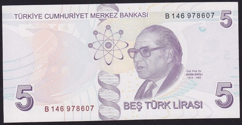 9.Emisyon 2.Tertip 5 Lira B146 978607 Çil