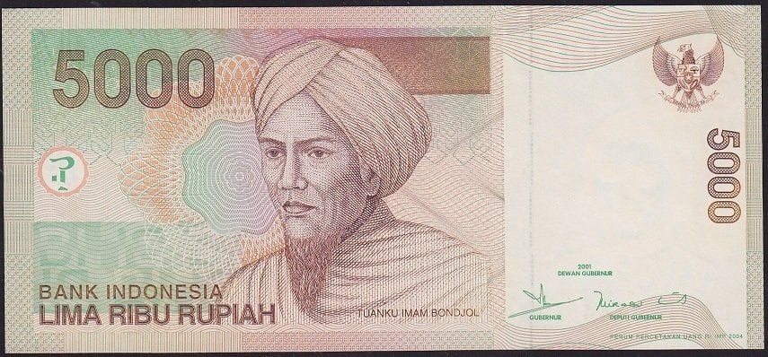 Endonezya 5000 Rupiah 2001 / 2004 Çil Pick 142d
