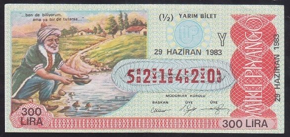 1983 29 HAZİRAN YARIM BİLET Y SERİSİ