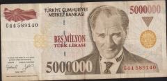 7.Emisyon 5 000 000 Lira G44 589140 Çok Temiz