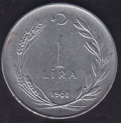 1968 Yılı 1 Lira Ters