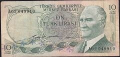 6.Emisyon 1.Tertip 10 Lira A02 049910 Çok Temiz
