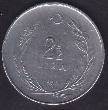 1966 Yılı 2.5 Lira Ters