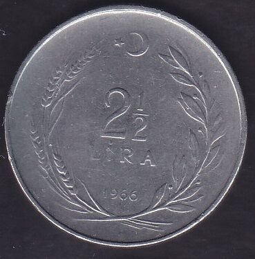1966 Yılı 2.5 Lira Ters