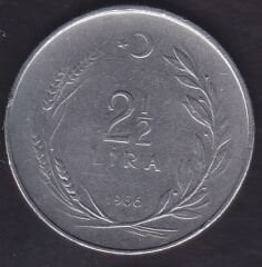 1966 Yılı 2.5 Lira Ters