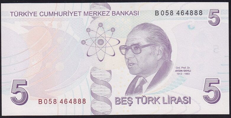 9.Emisyon 2.Tertip 5 Lira B058 464888 Çil