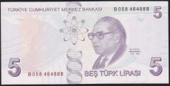 9.Emisyon 2.Tertip 5 Lira B058 464888 Çil