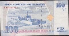 8.Emisyon 100 YTL A34 343562 Çok Temiz+