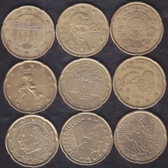 Avrupa Birliği 20 Euro Cent 9 Adet Farklı
