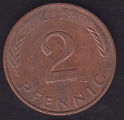 Almanya 2 Pfennig 1992 J