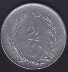 1967 Yılı 2.5 Lira Düz