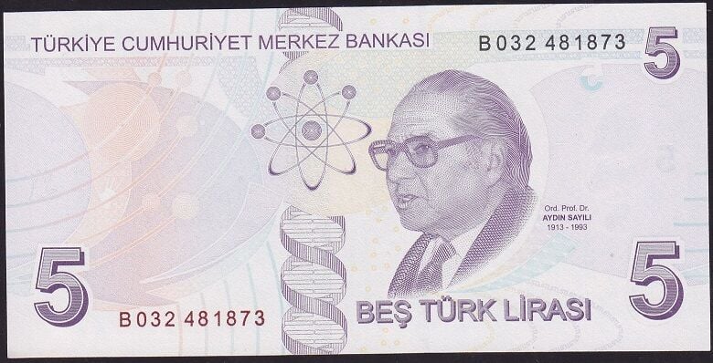 9.Emisyon 2.Tertip 5 Lira B032 481873 Çilaltı