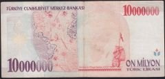 7.Emisyon 10 000 000 Lira A31 960710 Çok Temiz