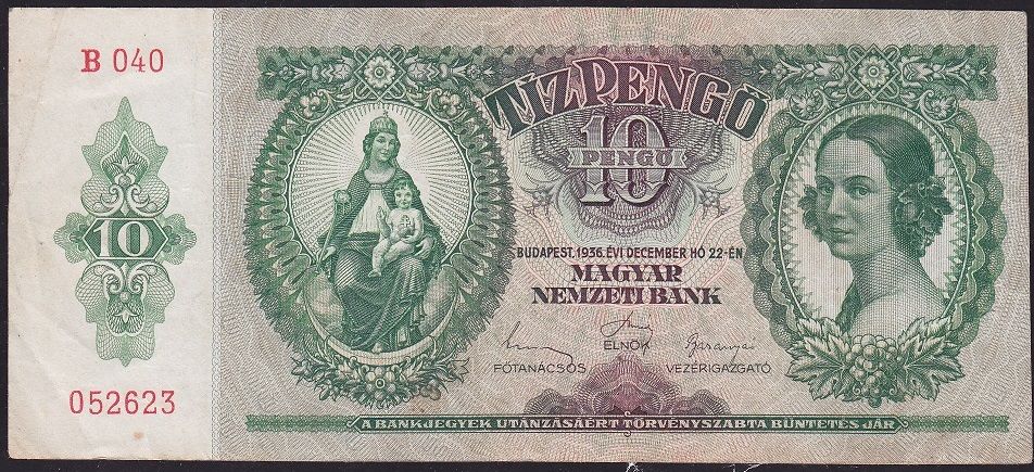 Macaristan 10 Pengo 1936 Çok Temiz+