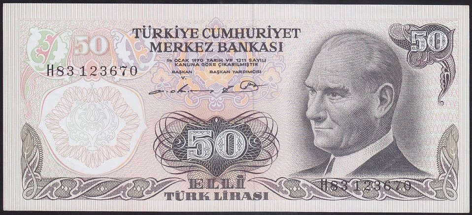 6.EMİSYON 1.TERTİP 50 LİRA H83 123670 ÇİLALTI ÇİL
