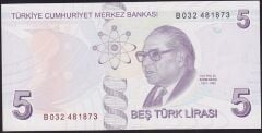 9.Emisyon 2.Tertip 5 Lira B032 481873 Çilaltı