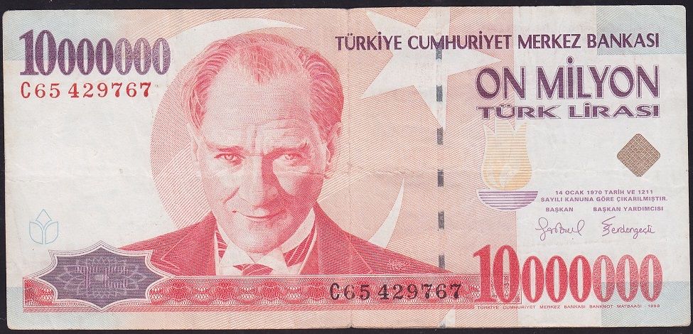 7.Emisyon 10 000 000 Lira C65 429767 Çok Temiz