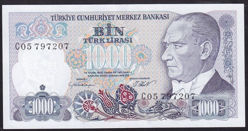 7.Emisyon 1.Tertip 1000 Lira C05 797207 Çil