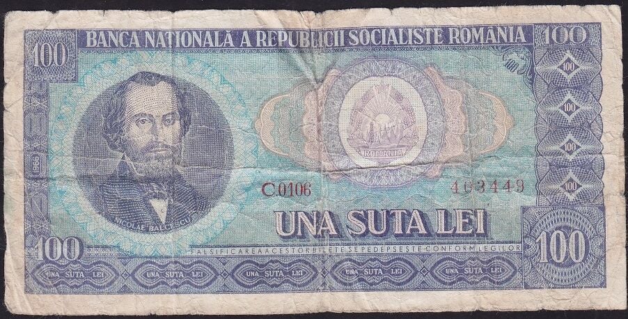 Romanya 100 Lei 1966 Temiz