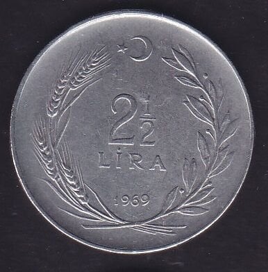 1969 Yılı 2.5 Lira Düz