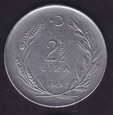 1969 Yılı 2.5 Lira Düz