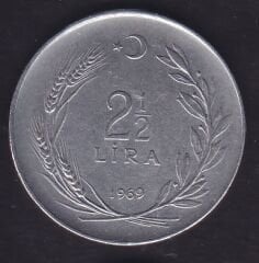 1969 Yılı 2.5 Lira Düz