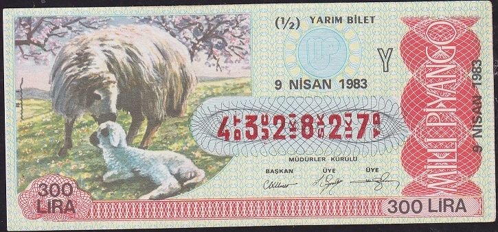 1983 9 Nisan Yarım Bilet - Y Serisi
