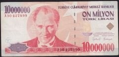 7.Emisyon 10 000 000 Lira A30 427899 Çok Temiz