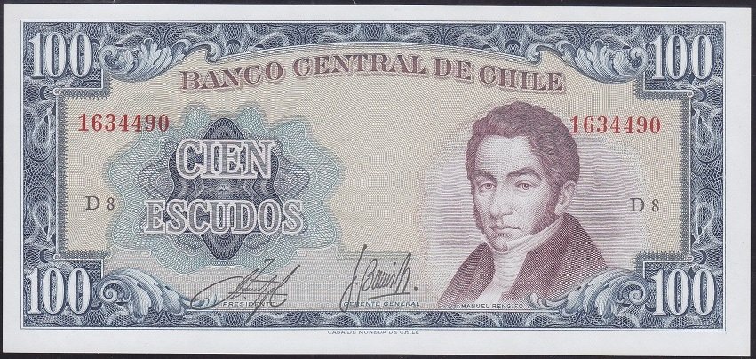 Şili 100 Escudos 1962 Çil Pick141b