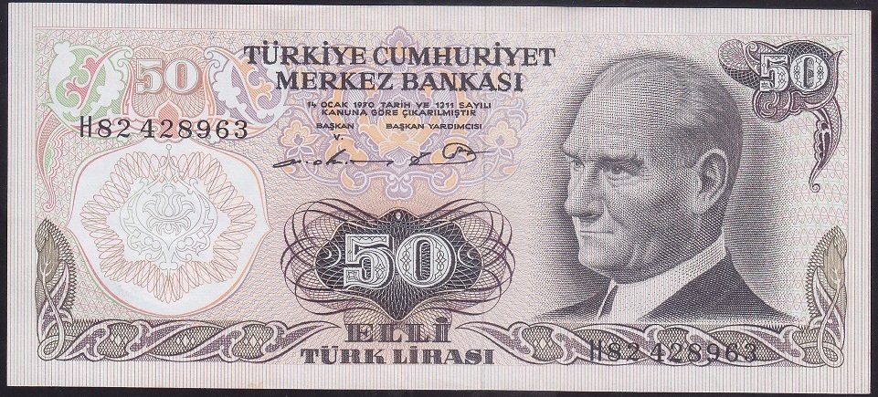 6.EMİSYON 1.TERTİP 50 LİRA H82 428963 ÇİLALTI