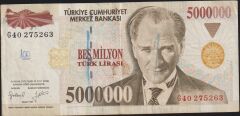 7.Emisyon 5 000 000 Lira G40 275263 Çok Temiz