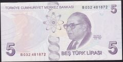 9.Emisyon 2.Tertip 5 Lira B032 481872 Çilaltı