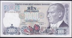 7.Emisyon 1.Tertip 1000 Lira B70 604377 Çilaltı