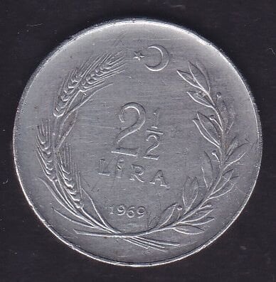 1969 Yılı 2.5 Lira Düz