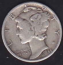 Amerika 1 Dime 1945 Gümüş