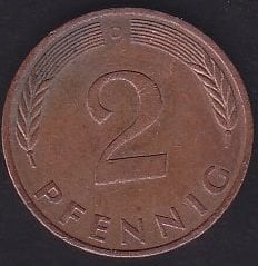 Almanya 2 Pfennig 1989 D